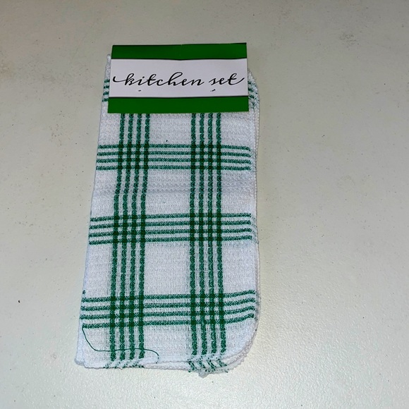New, Never Been Used, Set of 2 Dish Cloths, Kitchen Set, Green, White, Checkered - Picture 1 of 4
